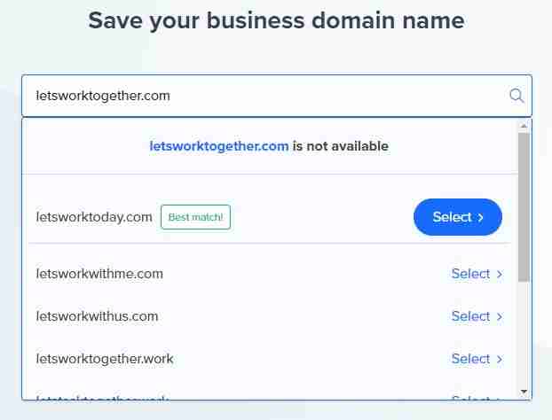 Domain name screen